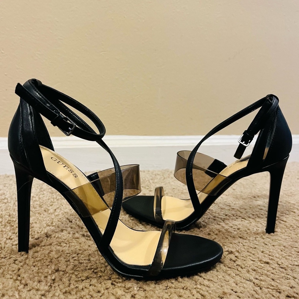 GUESS Black Strappy Heels